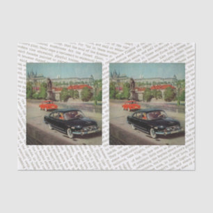 Vintage Car Decoupage Collage or Gift Tissue Paper