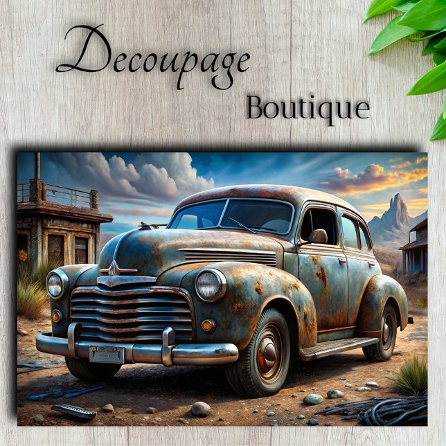 Vintage Car Decoupage Tissue Paper (Desert Time Decoupage Tissue Paper)