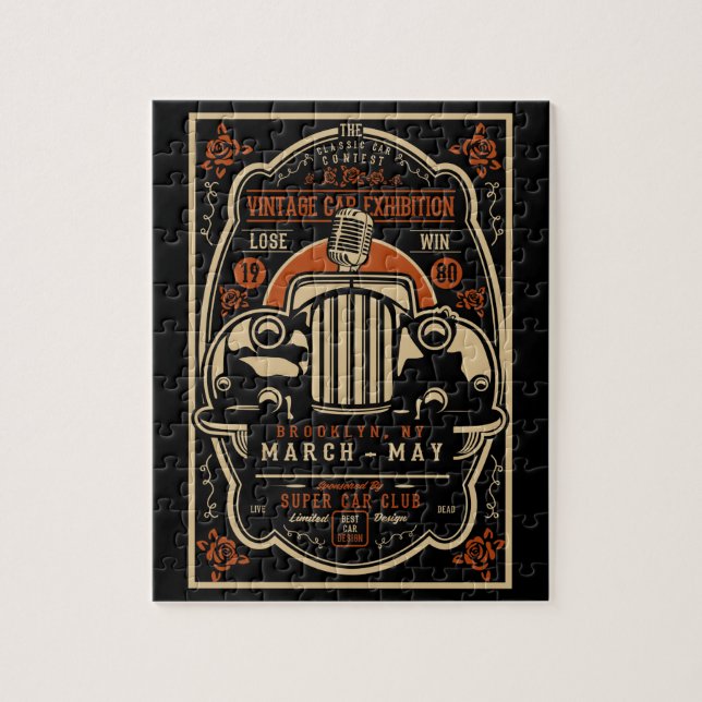 Vintage Car Exhibition Poster Jigsaw Puzzle (Vertical)
