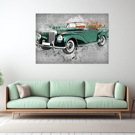Vintage Car Green Timeless Automobile Art  Poster