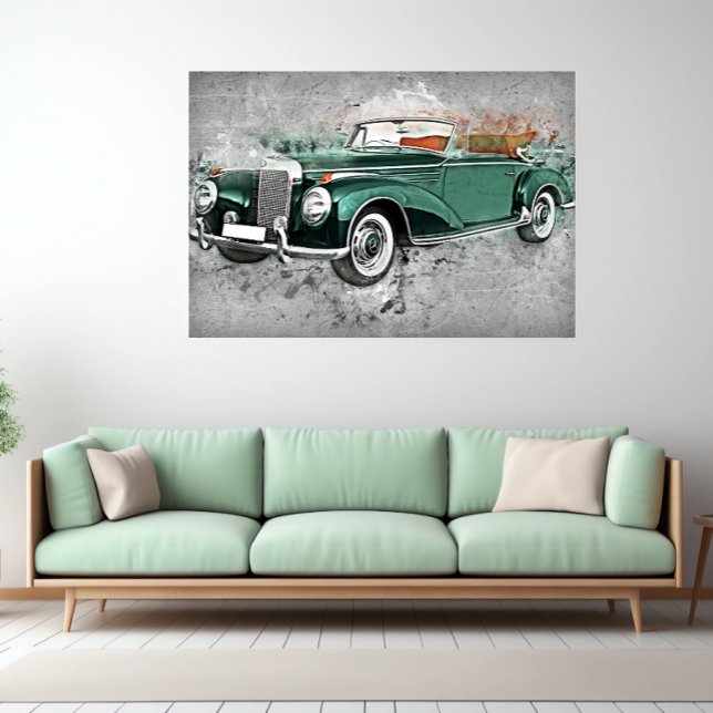 Vintage Car Green Timeless Automobile Art  Poster (Creator Uploaded)