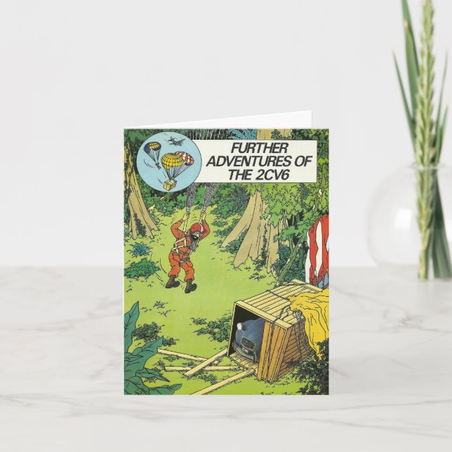 Vintage car greetings card | Citroen 2cv | French (Front)