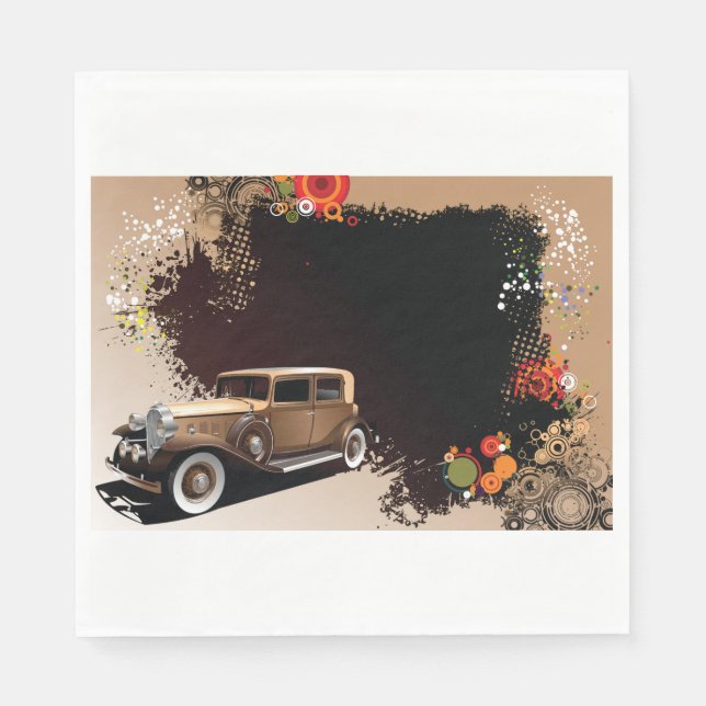Vintage Car Grunge Paper Napkins (Front)