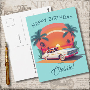 Vintage Car Happy Birthday Greeting Card