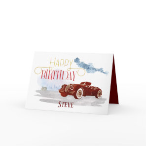Vintage Car Happy Birthday Typography For Him Card