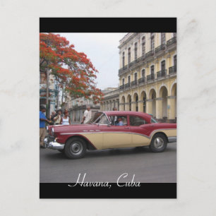 vintage car havana postcard