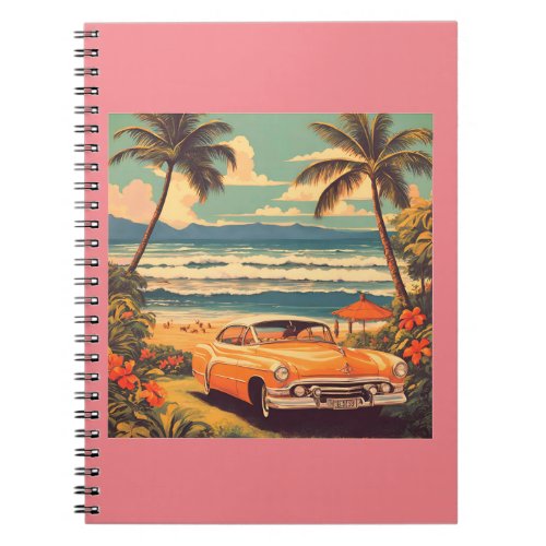 Vintage Car Hawaiian Travel Honolulu Mid_Pacific Notebook