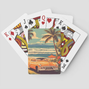 Vintage Car Hawaiian Travel Honolulu Mid-Pacific Poker Cards