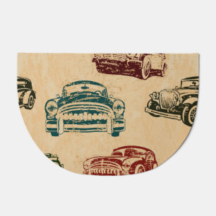 Vintage Car Illustration Background Pattern Doormat