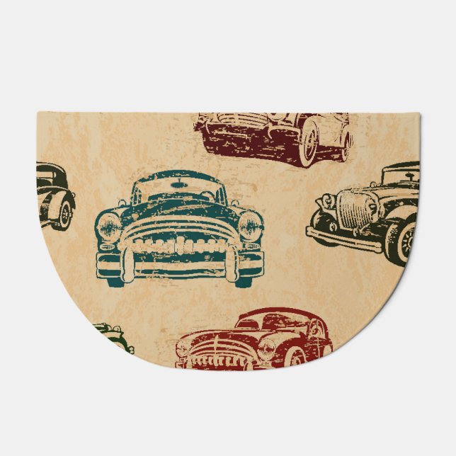Vintage Car Illustration Background Pattern Doormat (Front)