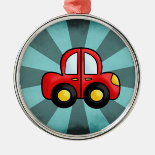 Vintage Car Illustration – Classic Automobile Art Metal Ornament