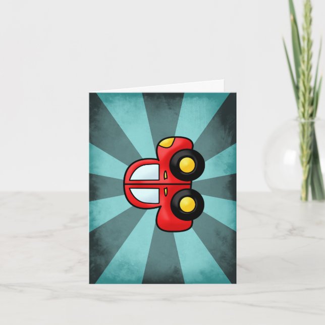 Vintage Car Illustration – Classic Automobile Art Note Card (Front)