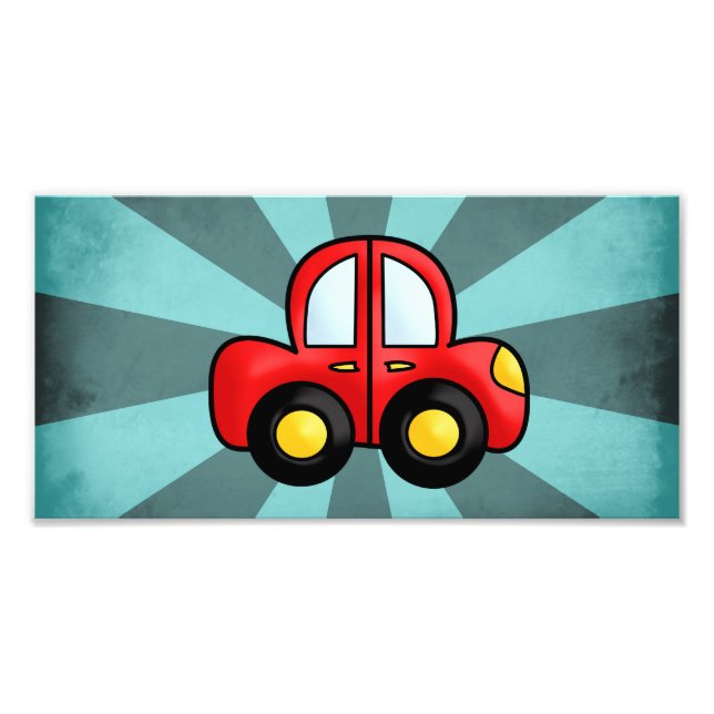 Vintage Car Illustration – Classic Automobile Art Photo Print (Front)