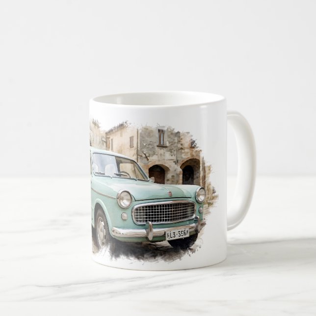 Vintage Car in Rustic Setting Coffee Mug (Front Right)