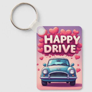 Vintage Car Love Hearts Road Trip Keychain 🚗