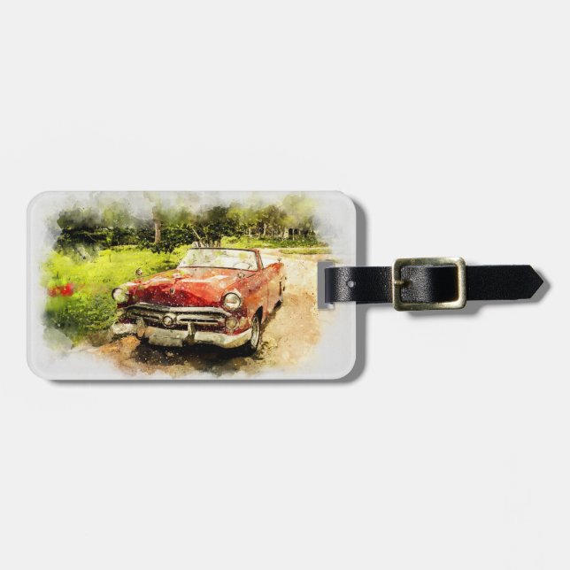 Vintage Car Luggage Tag (Front Horizontal)