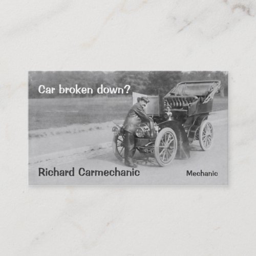Vintage car mechanic business card