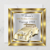 Vintage Car Men's 60th Birthday Party Gold Silver Invitation (Front)