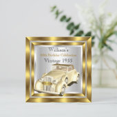 Vintage Car Men's 60th Birthday Party Gold Silver Invitation (Standing Front)