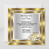 Vintage Car Men's 60th Birthday Party Gold Silver Invitation (Back)