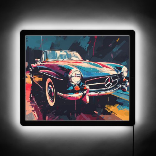 Vintage Car Mercedes Illuminated Sign