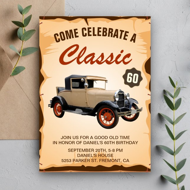 Vintage Car Milestone Birthday Party Invitation (Creator Uploaded)