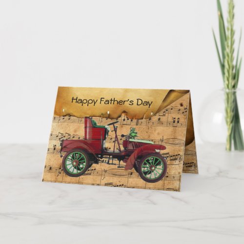 VINTAGE CAR  MUSICAL FATHERS DAY CARD