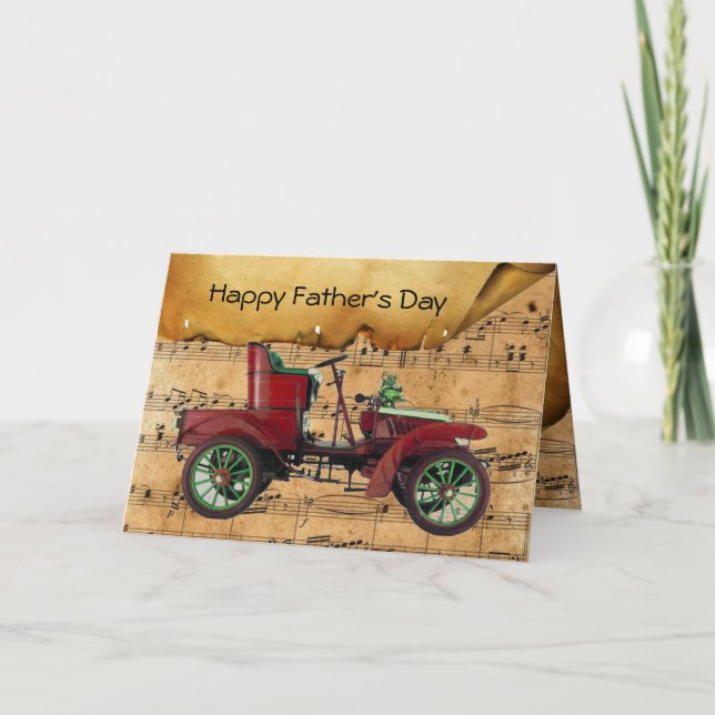 VINTAGE CAR  MUSICAL FATHER'S DAY CARD (Front)