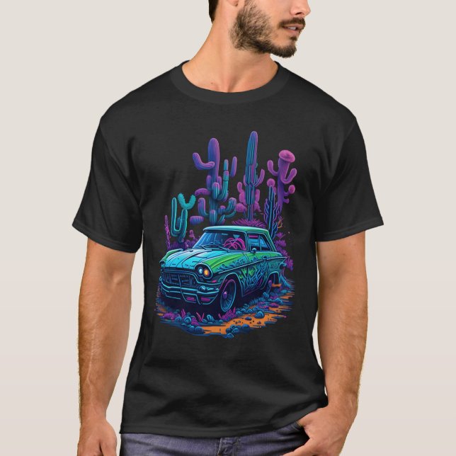 Vintage Car Neon gift vintage friends T-Shirt (Front)