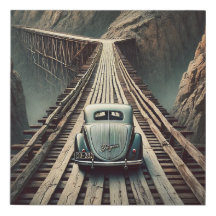 Vintage Car on a Dangerous Bridge – Cinematic