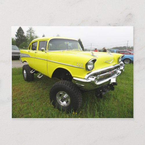 Vintage Car Oversized Tires Postcard