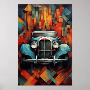 Vintage Car Painting Abstract Art Poster