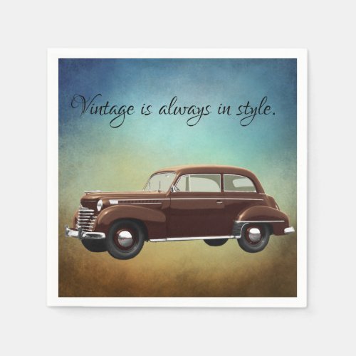 Vintage Car Paper Party Napkins