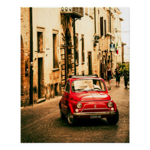 Vintage car Perfect Poster   Fiat 500   Rome Italy