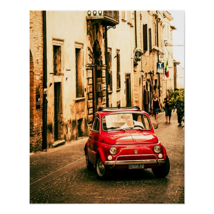 Vintage Car Perfect Poster Fiat 500 Rome Italy Zazzle Com