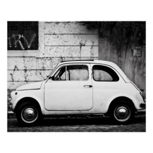 Vintage car Perfect Poster   Fiat 500   Rome Italy