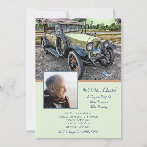 Vintage Car Photo Birthday Party Invitation