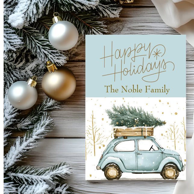 Vintage Car Photo Christmas  Holiday Card (Creator Uploaded)