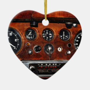 vintage car radio and instruments ceramic ornament