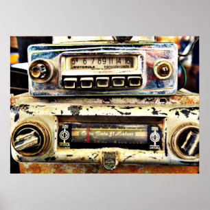 Vintage car radios poster