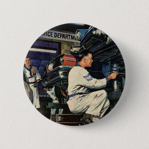 Vintage Car Repair Service Business Auto Mechanic Button
