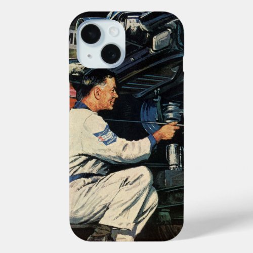 Vintage Car Repair Service Business Auto Mechanic  iPhone 15 Case