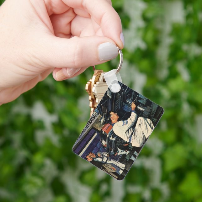 Vintage Car Repair Service Business Auto Mechanic  Keychain (Hand)