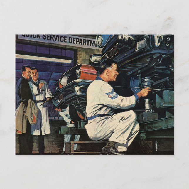 Vintage Car Repair Service Business Auto Mechanic  Postcard (Front)