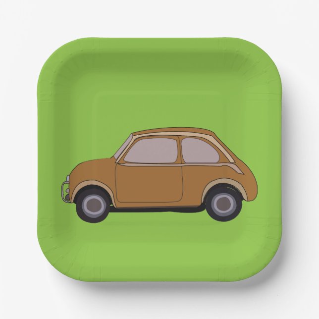 Vintage Car Retro Party Paper Plate (Front)