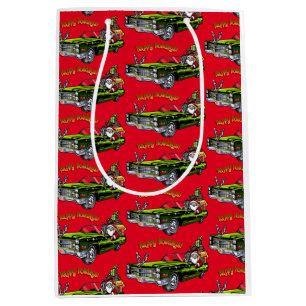 Vintage Car Santa Medium Gift Bag