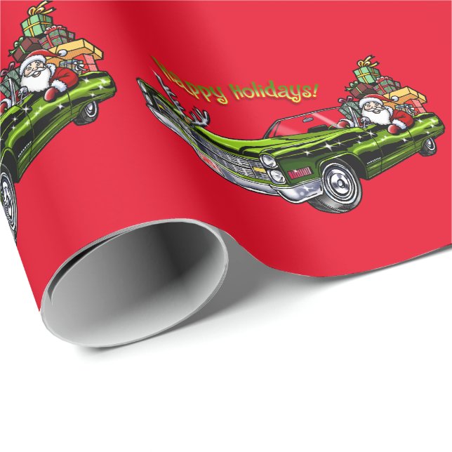 Vintage Car Santa Wrapping Paper (Roll Corner)