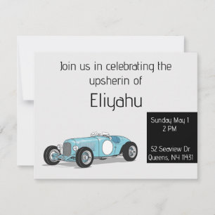 Vintage car upsherin invitation
