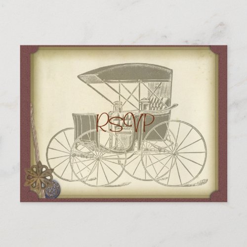 Vintage Car Wedding Invite RSVP with Photo