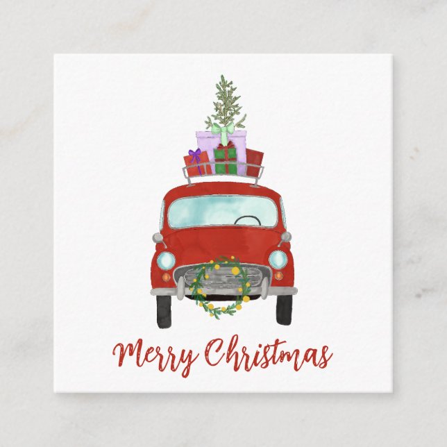 Vintage car with Christmas Gifts  Holiday Card (Front)